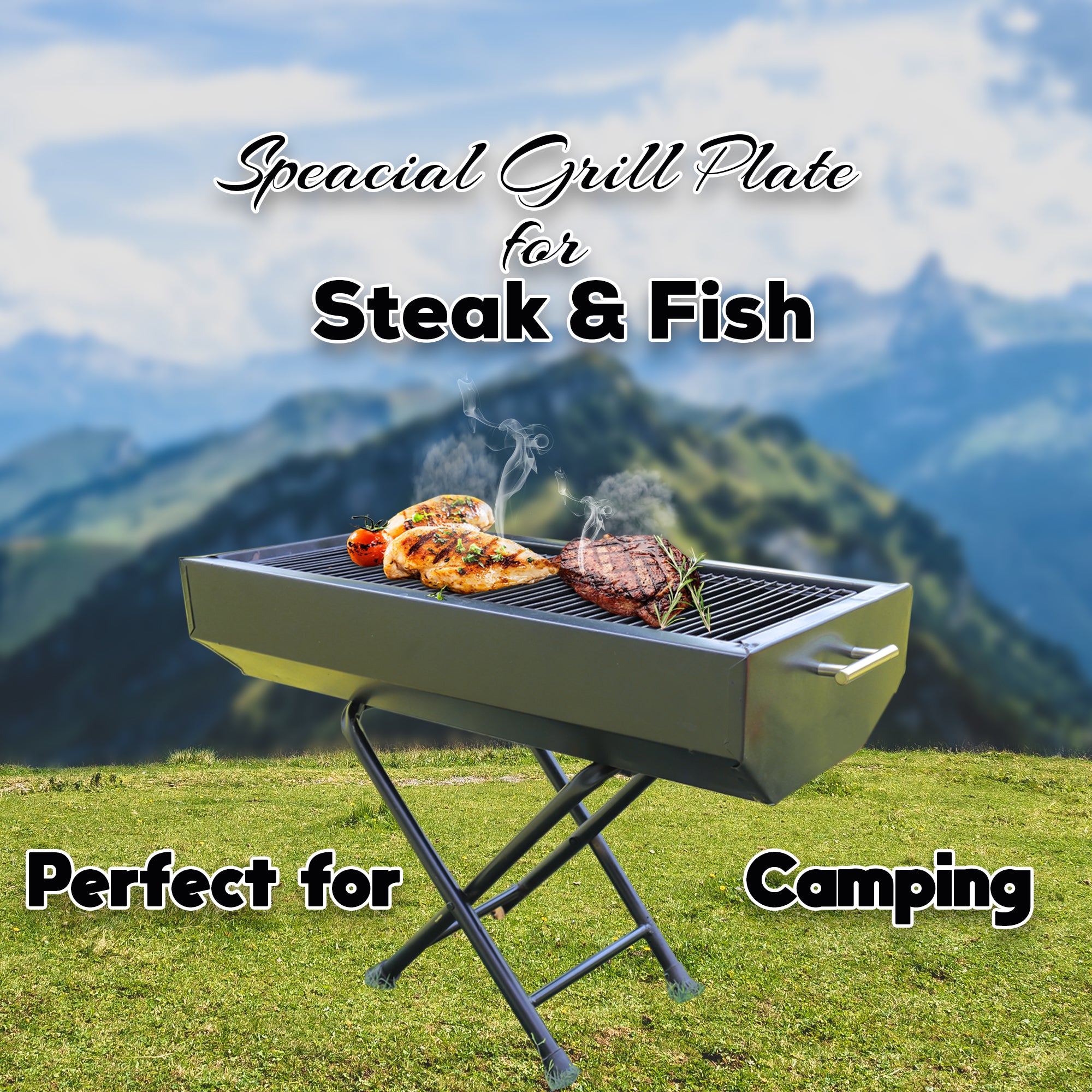 Chef Best stainless steel bbq grill pan barbeque steak and fish grill plate special edition - chef cookware