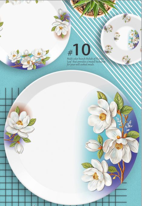 Majestic Luxury Crystal Coated Melamine Dinner Ware 72 Pcs Dinning Set - 8 Persons Serving -110
