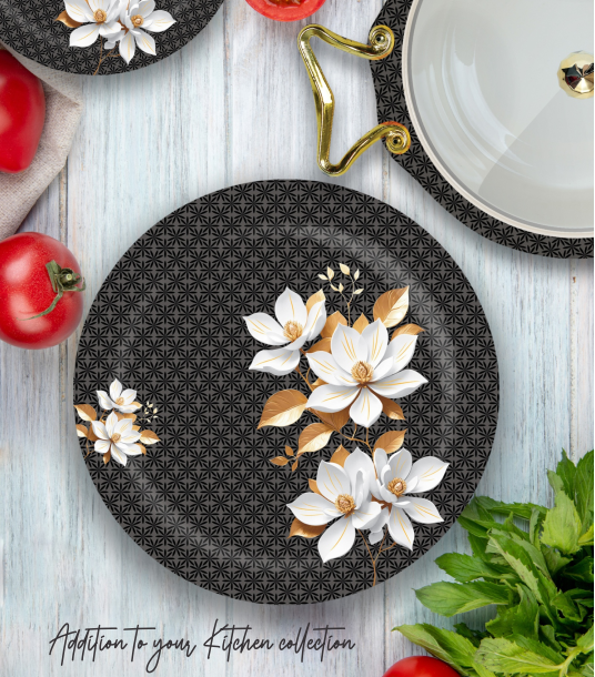 Crystal Coated 100 % Double Glaze Melamine Dinner Set Premium Quality - 80 Pcs Set - 09