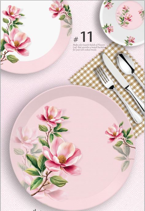 Majestic Luxury Crystal Coated Melamine Dinner Ware 72 Pcs Dinning Set - 8 Persons Serving -111