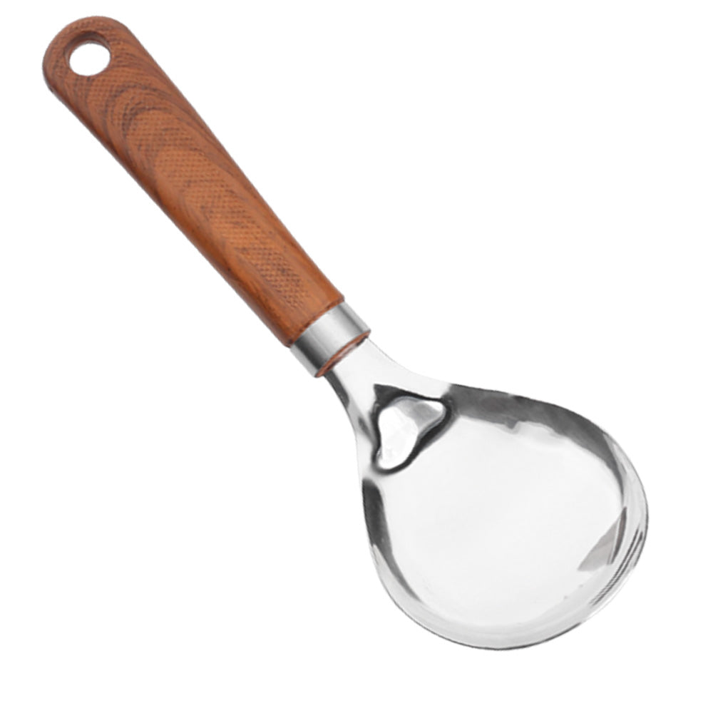 Spoon With Handle Chef Stainless Steel Curry Spoon With Wooden Texture Handle – Chef Cookware
