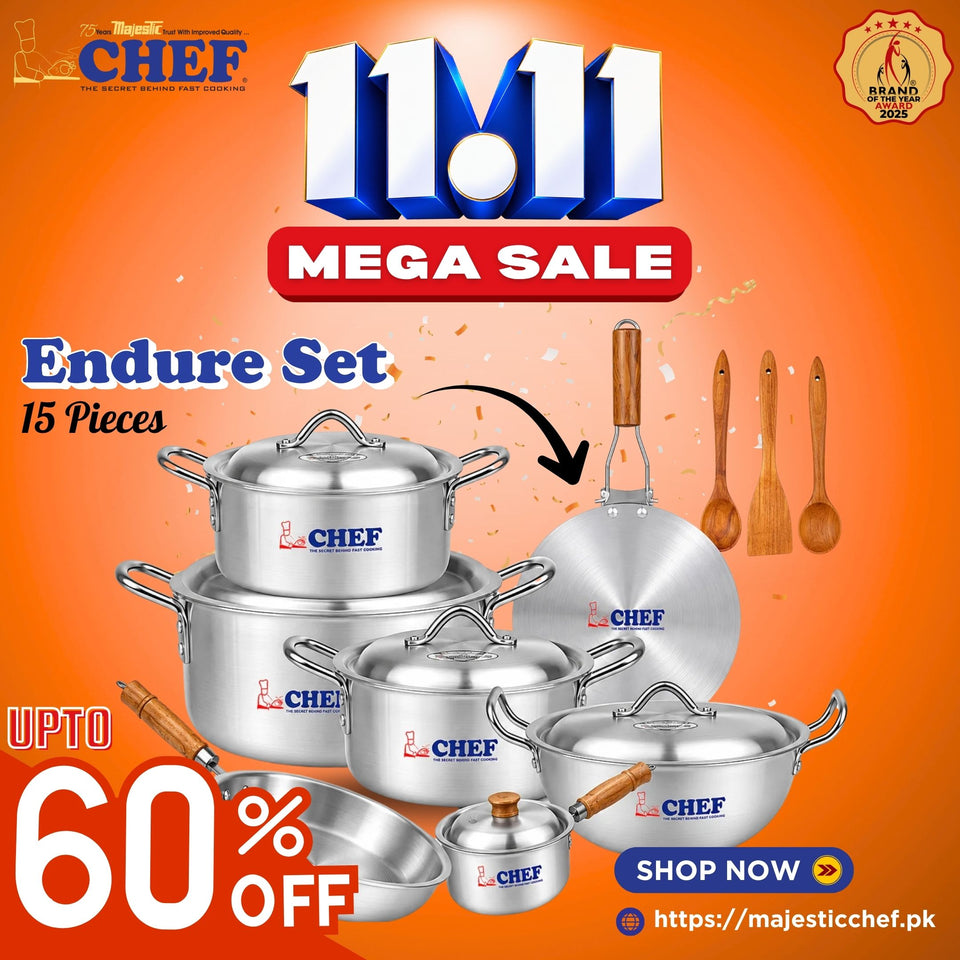 15 Pieces Aluminum Metal Finish Endure Series Cookware Gift Pack Set