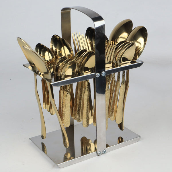 Stainless Steel PVD Coated Cutlery Set WIth Stand -  Hammar