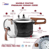 Majestic Chef Aluminum Nonstick Pressure Cooker Steamer Wooden Texture Handle with Extra Glass Lid