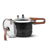 Majestic Chef Aluminum Nonstick Pressure Cooker Steamer Wooden Texture Handle with Extra Glass Lid