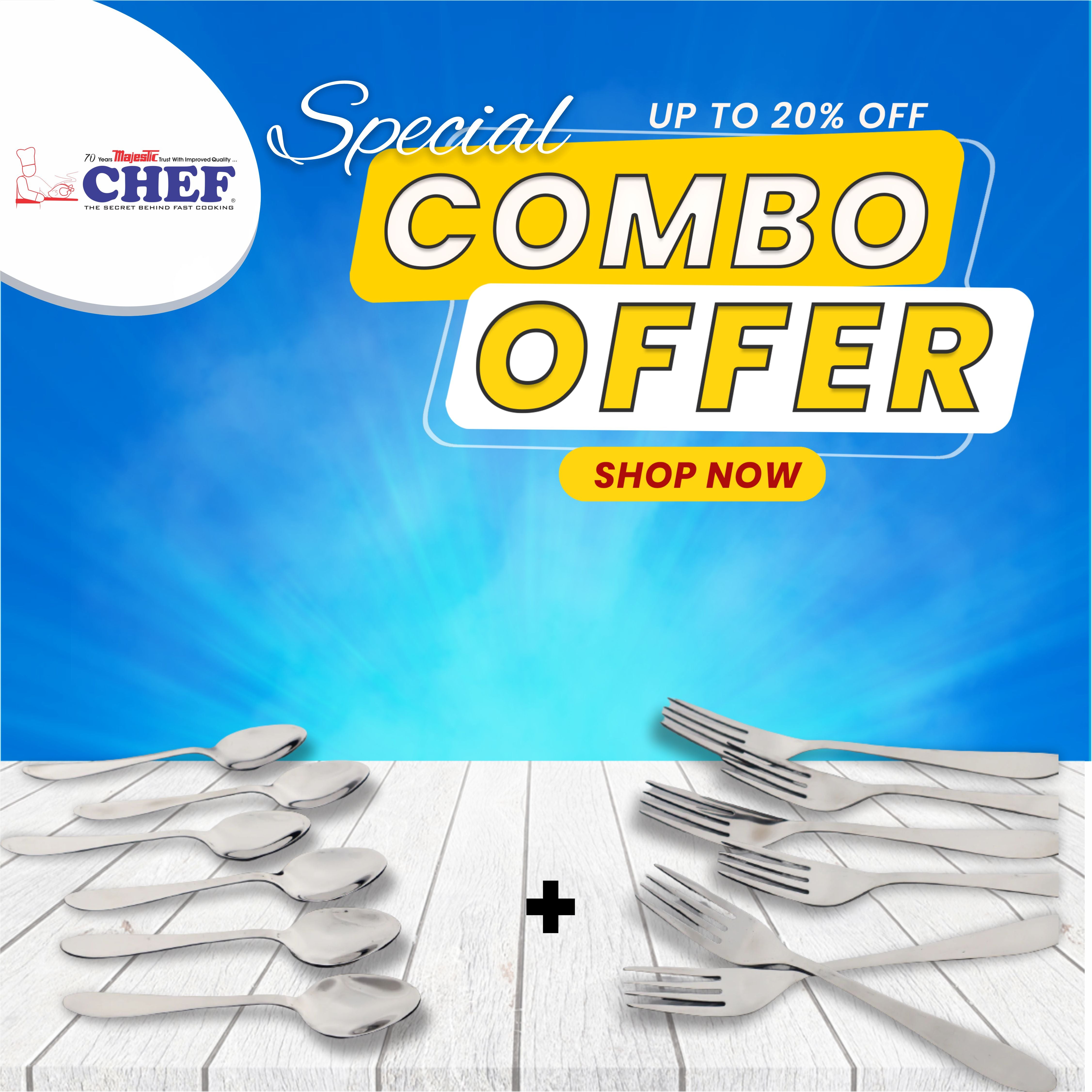 stainless steel table spoons and table fork cutlery set - majestic chef cookware wazirabad