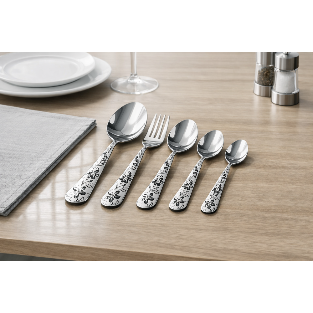 Chef 28 Pcs Stainless Steel Cutlery Set - New Flower