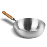 premium quality aluminum alloy metal anodized metal finish cooking pan deep frying pan with wooden handle - chef cookware