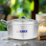 Chef Premium Quality Aluminum Casserole / Cooking Pot - Metal Finish