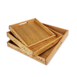 Best Quality Wooden Serving Tray 3 Pcs Complete Set By Different Wood