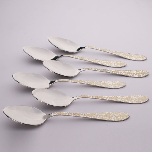 6 Pcs CHEF Nice Stainless Steel Baby Spoon Set Flower- Kitchen Cutlery