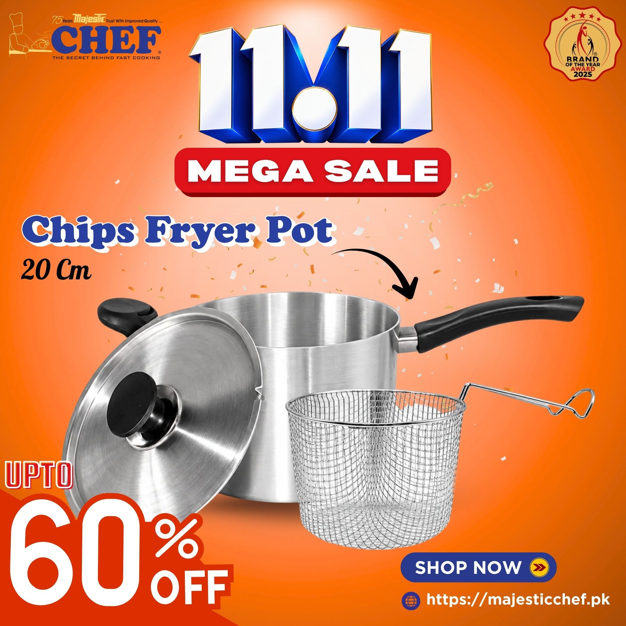 20 cm aluminum deep fryer pot with wire strainer basket, long handle, and lid