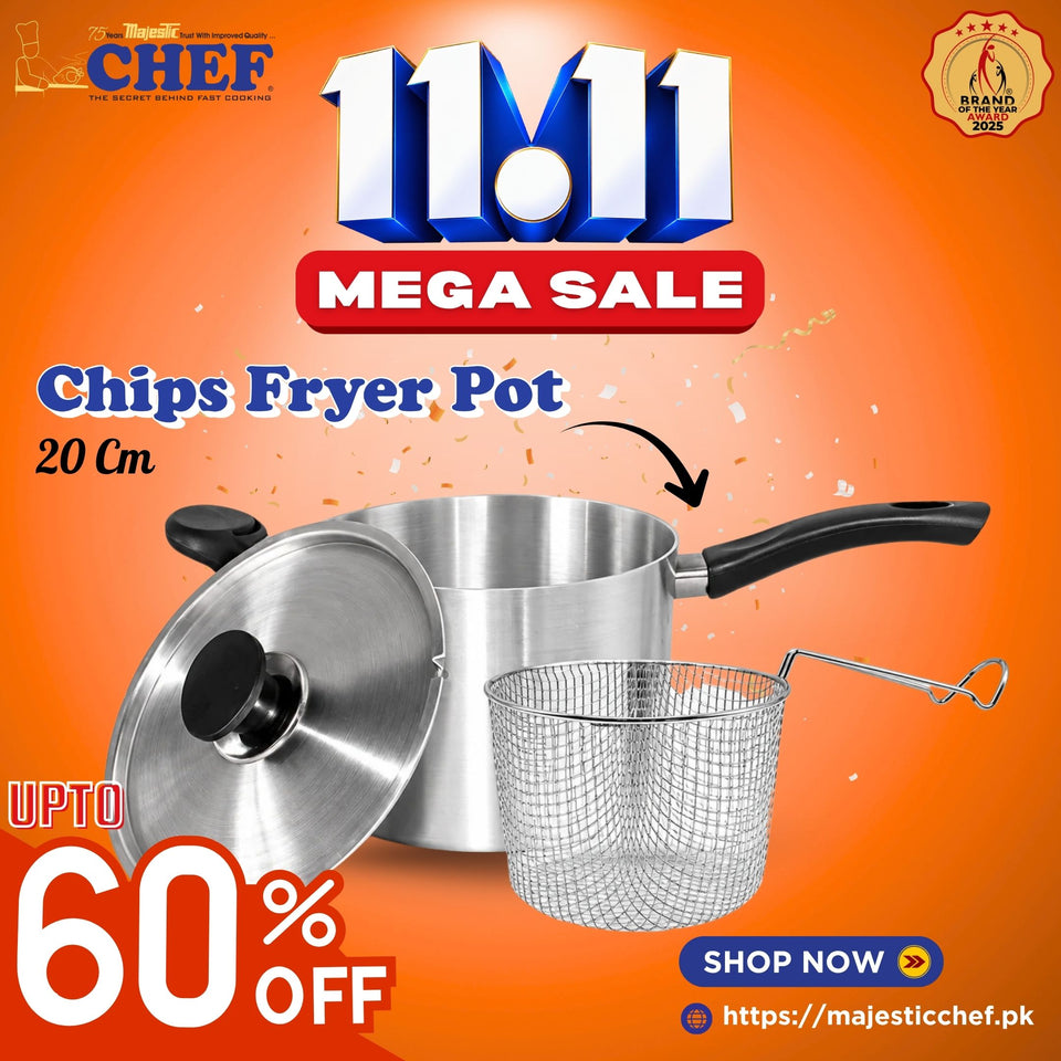 20cm Aluminum Deep Chips Fryer Pot with Strainer Basket