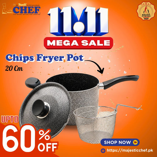 20cm Non-Stick Deep Chips Fryer Pot with Strainer Basket