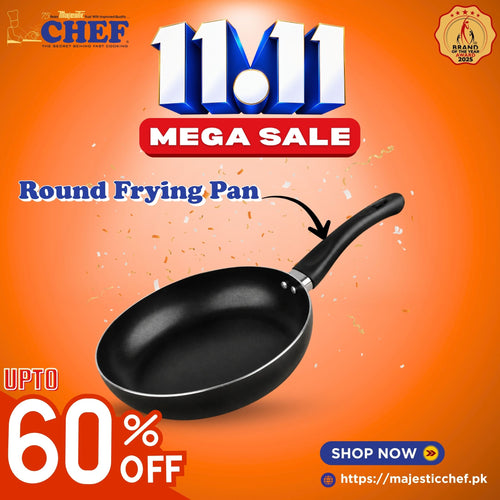 Majestic Premium Non Stick Round Frying Pan (3MM) Black