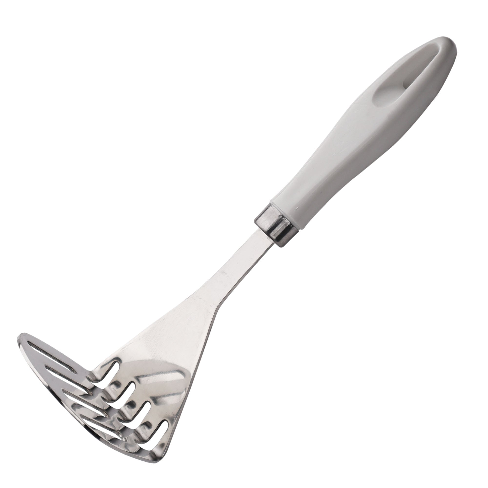 Chef Stainless Steel Potato Masher with White Handle 