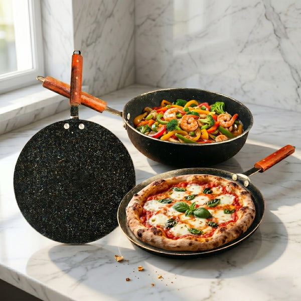 MS Nonstick Starter Set of 3 Pcs TAWA-KARAHI-HOT PLATE - Combo Deal #14