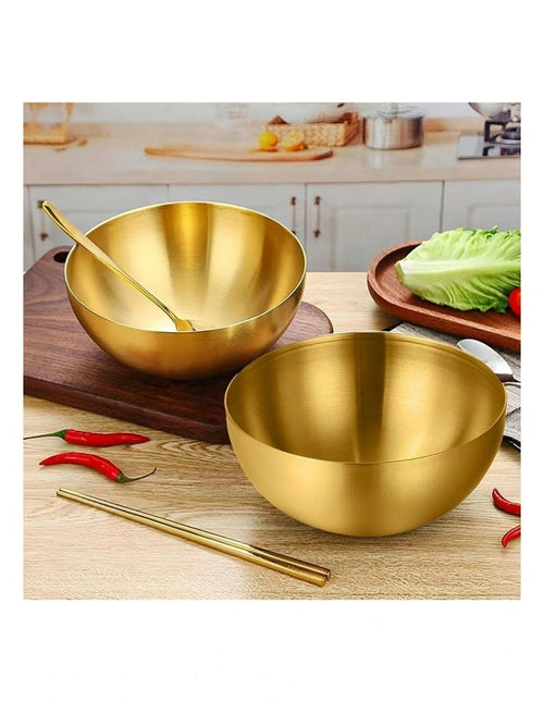 Majestic Chef Stainless Steel Gold Plated Salad Bowl - KOREAN Hover