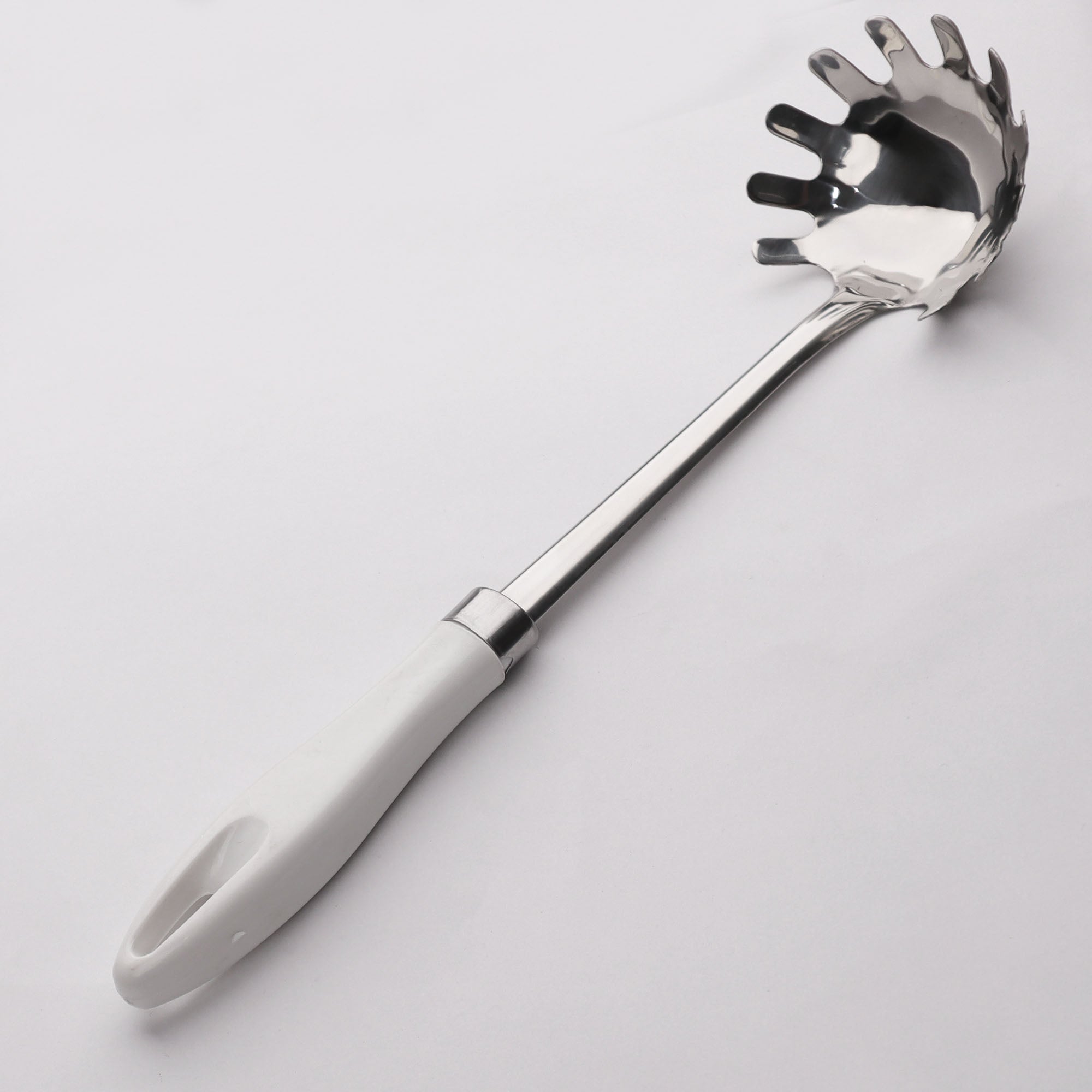 Stainless Steel Pasta Spoon & Fork - 9.4 Inch Noodle Server With Ergonomic Handle, Mirror Polished Kitchen Utensil
