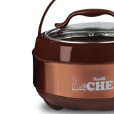 Majestic Chef Stainless Steel 3pcs Hot Pot set With Glass Lid -Brown