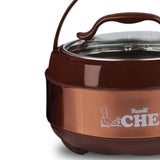 Majestic Chef Stainless Steel Hot Pot With Glass Lid - Brown - Large 4 L