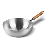 premium quality aluminum alloy metal anodized metal finish cooking pan deep frying pan with wooden handle - chef cookware