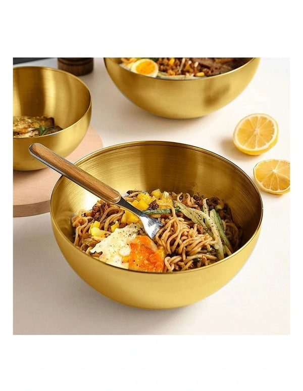 Majestic Chef Stainless Steel Gold Plated Salad Bowl - KOREAN