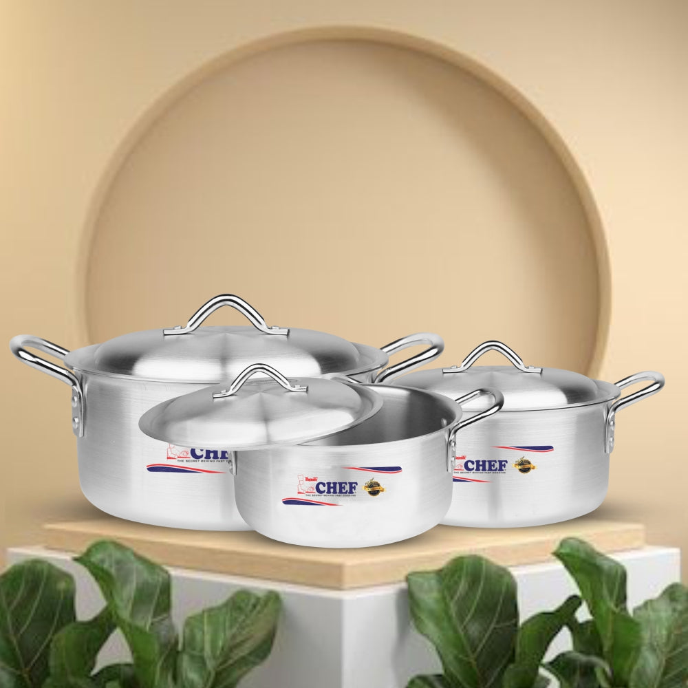 majestic chef best quality aluminum cookware cooking pot set casserole with lid at best price in Pakistan