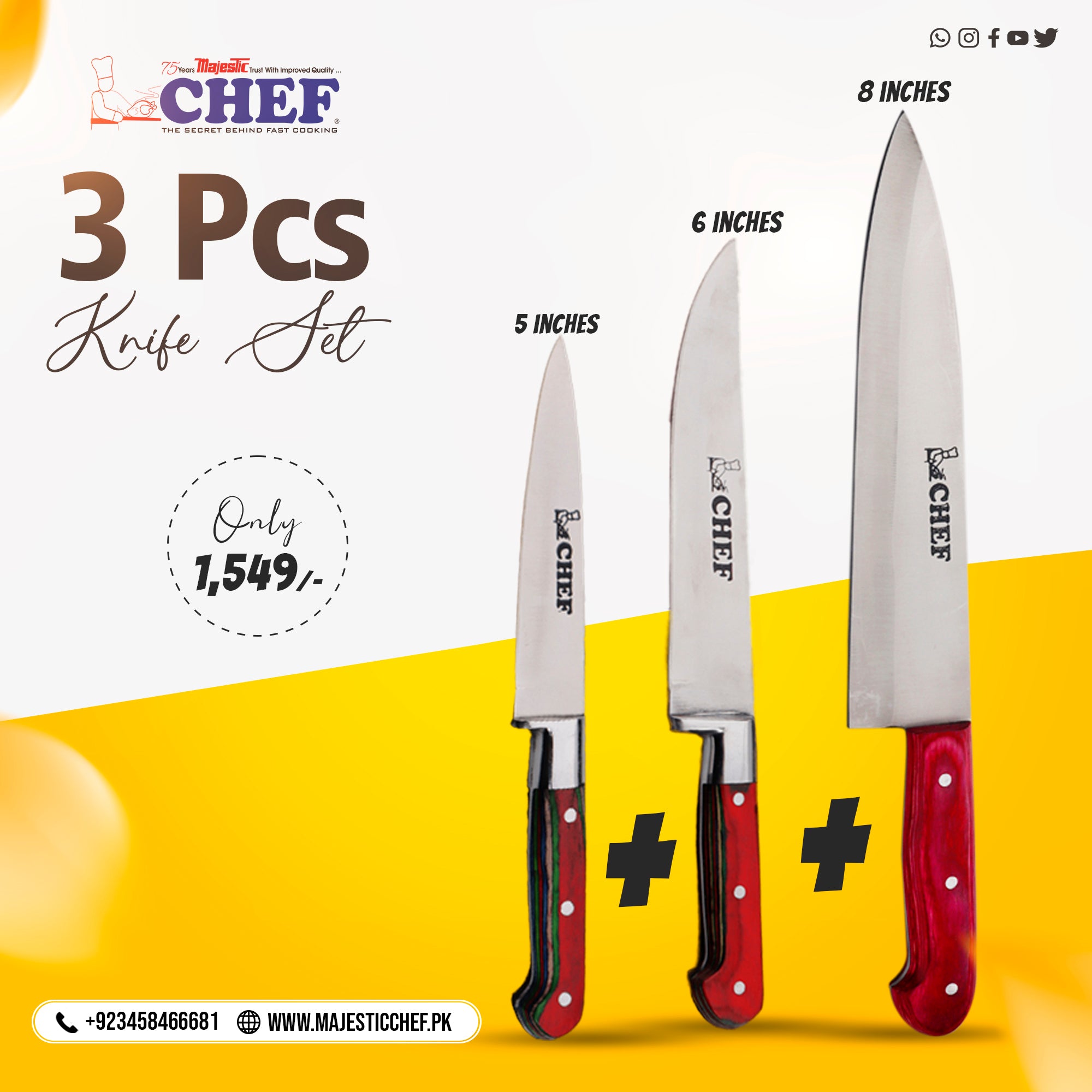 chef best quality stainless steel complete kitchen knife set including professional cutting knife 8 inch