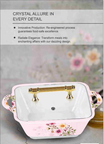 Majestic Luxury Crystal Coated Melamine Dinner Ware 72 Pcs Dinning Set - 8 Persons Serving -415 Hover