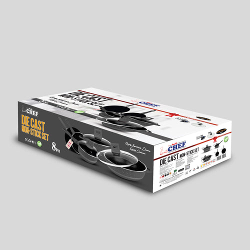 Majestic Chef Marble Coating DIE CAST NONSTICK COOKWARE SET-Kitchen Set(08PCS) - Gray Hover