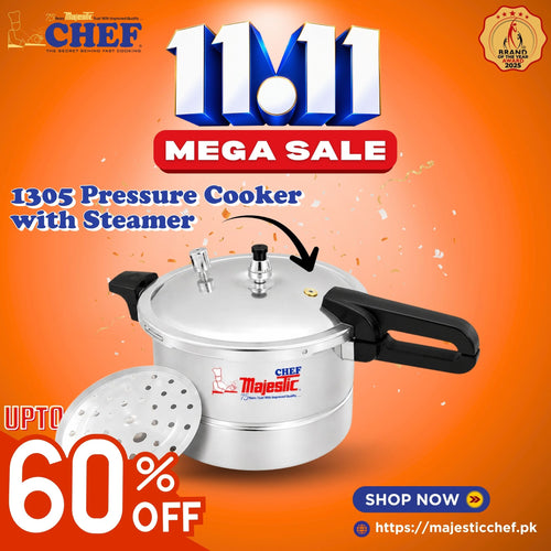 1305 Soft Anodized Aluminium Pressure Cooker with Steamer