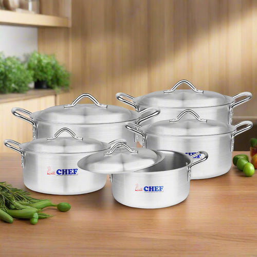 Best Aluminum Cookware 5 Pieces Royal Set / Pateeli Set - 20 cm to 28 cm-Captain Cook