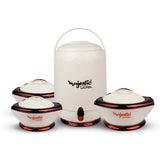 stainless steel hot pot set small, medium and large with water cooler white and copper - majestic chef