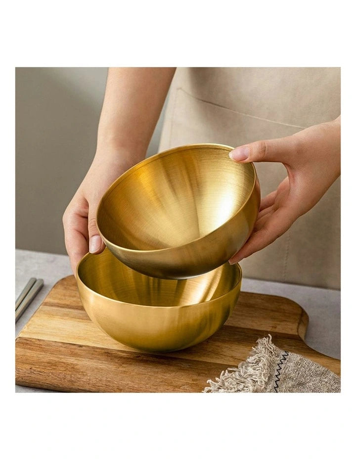 Majestic Chef Stainless Steel Gold Plated Salad Bowl - KOREAN