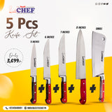 5 Pcs Stainless Steel Chef Knife Set-Combo Deals ( 5,6,7 inch & Pro knife 8 inch & Cleaver) CH