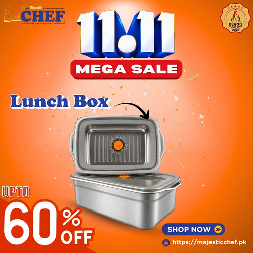 Majestic Chef 410 Grade Stainless Steel 2-Pcs Set Lunch Box - Food Container