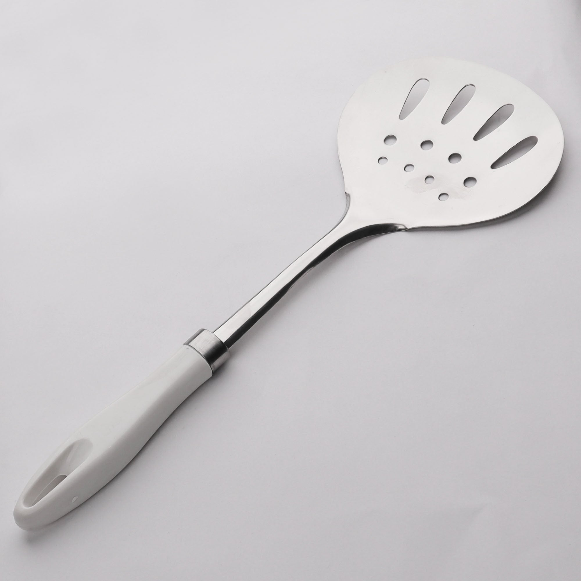 Chef Stainless Steel Kafgeer / Skimmer with White Handle