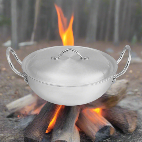 Chef Best Aluminum Metal Finish Wok/ Karahi-Metal Finish Hover