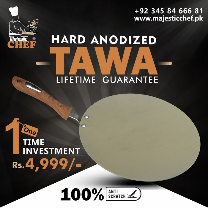 Majestic Chef Hard Anodized Nonstick Tawa Roti Maker Paratha Pan 12inch - 5 Years Guarantee