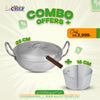 Chef  Anodized Milk Pan 16cm + Metal Finish Silver steel Karahi/Wok/Kadahi-28cm