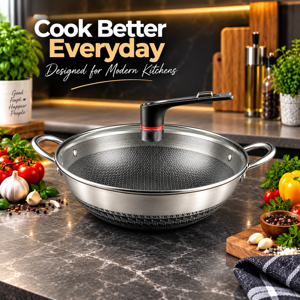 Majestic CHEF HexaCore Premium Stainless Steel Honeycomb Wok - Karahi