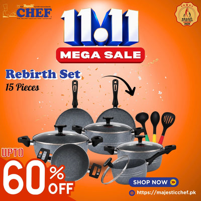 15 Pieces Non Stick Marble Coated Rebirth Gift Pack Set — Gray