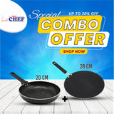 majestic chef best quality non stick 4 mm fry pan 20cm and hot plat tawa 28 cm combo offer at best price in pakistan