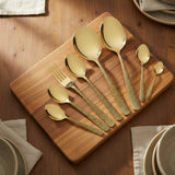 Chef Stainless Steel 28 Pcs PVD Coating Gold Plated Cutlery Set - Elegant Hammar