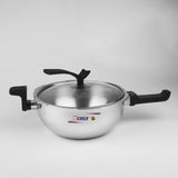 CHEF Aluminum Pressure Cooker Karahi with Glass Lid 3 In 1 - 5 Liter