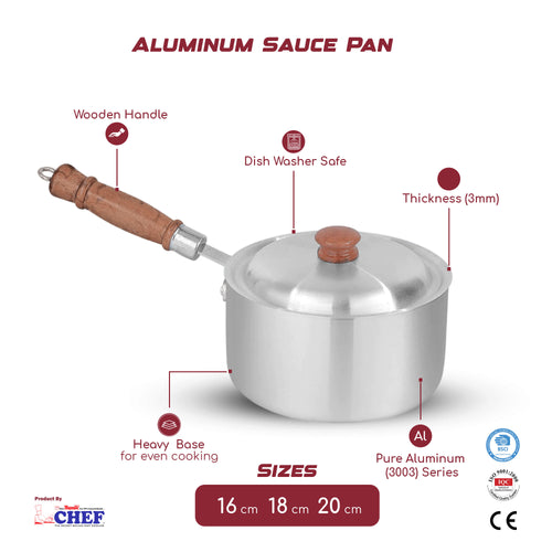 CHEF Sauce Pan Metal Finish-Metal Finish Hover