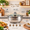 Chef Stainless Steel AURA Series Hotpot Double Wall Hot-n-Cool with Glass Lid