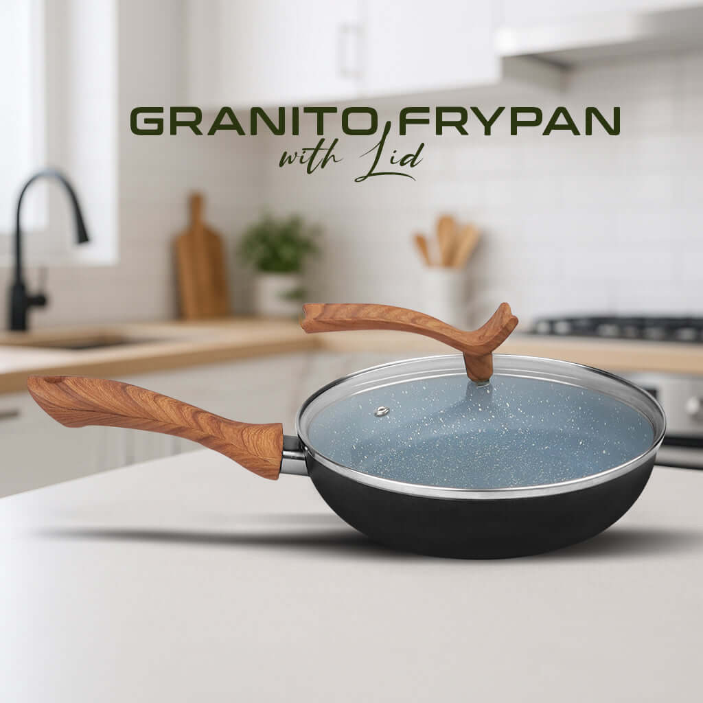 Upgrade your kitchen with Majesticnew arrivals Nonstick Frying Pans. 3mm heavy guage aluminum , extra layer of marble coating, glass lid & affordable prices. 