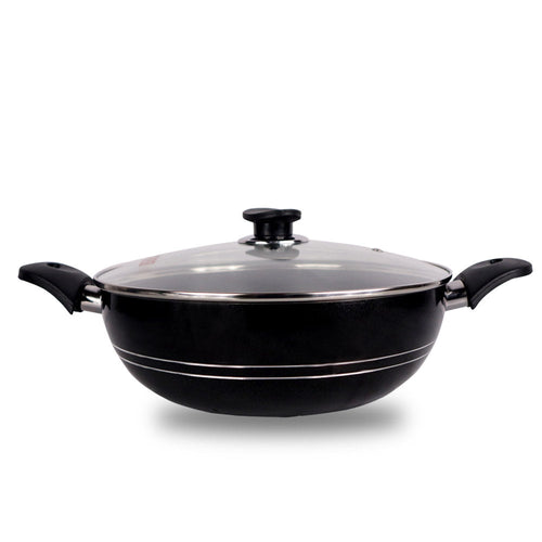Nonstick Wok + Nonstick Frying Pan + Silicon Spoon 3 Pcs - Combo Offers Hover